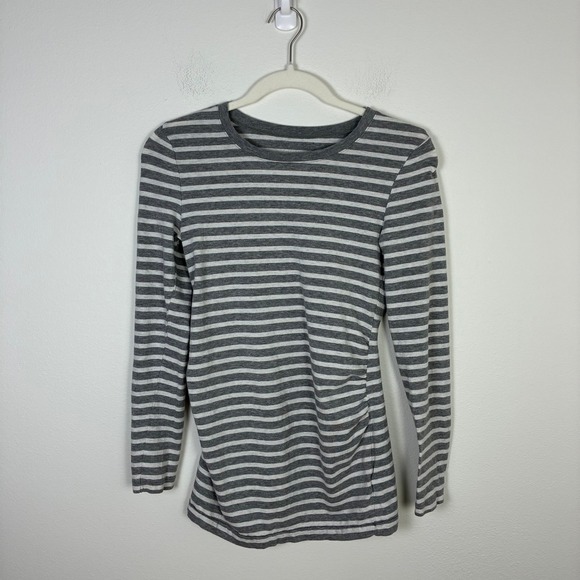 GAP Tops - Gap Maternity XS Long Sleeve Striped Gray White Fitted Comfort Top Pregnancy